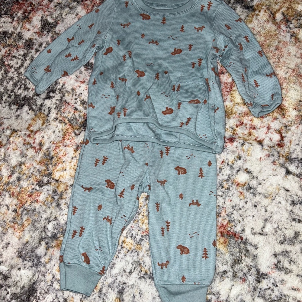 Baby Blue Animal Print Pajama Set